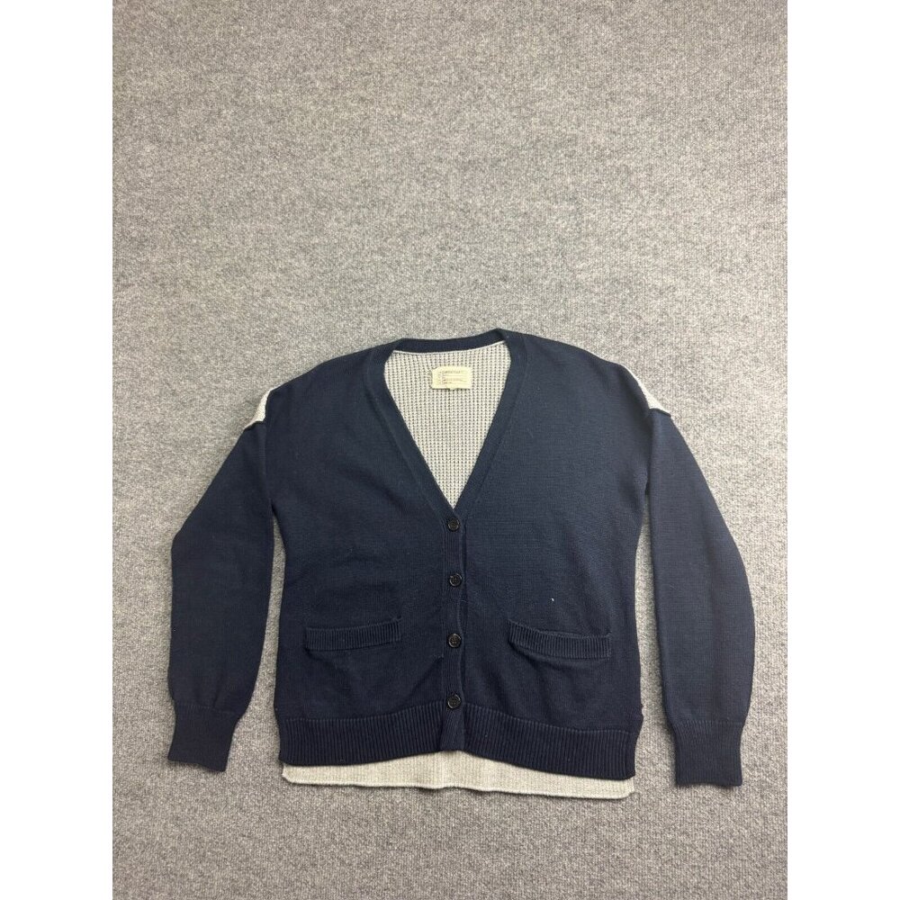 Current/Elliott Cardigan Women's‎ 1 Navy Blue Gray Button Up V Neck Preppy